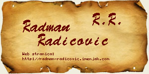 Radman Radicović vizit kartica